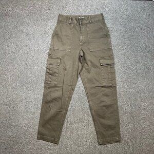 TNA Aritzia Tapered High Rise Cargo Pants in Olive Green / Grey Size 4